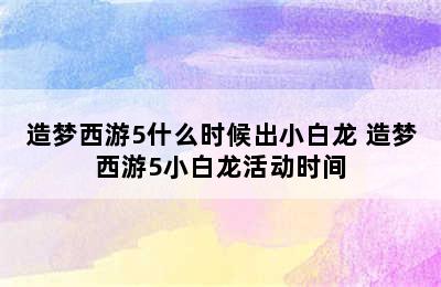 造梦西游5什么时候出小白龙 造梦西游5小白龙活动时间